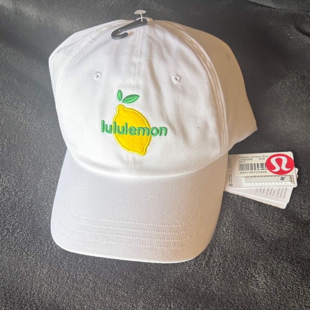 NWT lululemon athletica unisex White Cap with Lemon Design